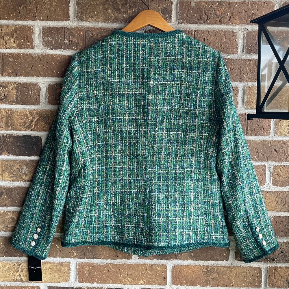NEW TAHARI ASL Classic Tweed Jacket - Green - Picture 5 of 16